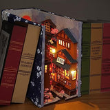 DIY Book Nook Kits, 3D Wooden Puzzles Bookshelf Insert Decorative Bookend Model Kits with LED,DIY Diorama Dollhouse Kit Crafts Hobbies Home Decor for tomyoung