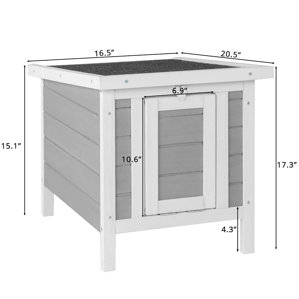 Wooden Bunny House Rabbit Cat Hutch, Feral Cats House Outdoor Weatherproof Rabbit Hutch w/Ramp, Lockable Doors, Openable Top, Small Pet House for AMZOSS