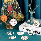 NBEADS 40 Pcs Sport Ball Theme Unfinished Wood Cutout, Unfinished Wood Pieces Wood Craft Blanks Laser Cut Wood Charms for DIY Crafts Decoration NBEADS