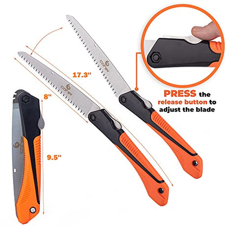 Folding Saw, 8 Inch Rugged Blade Hand Saw, Best for Camping, Gardening, Hunting | Cutting Wood, PVC, Bone, Pruning Saw with Ergonomic Non-Slip Handle Coher