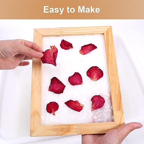 Caydo 3 Pieces Paper Making Kit, Including Paper Making Screen, Mould and Deckle with Mesh, Absorbent Sponge, Dried Flowers and Paints, 5 x 7 Inch,