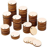 200 Pieces Unfinished Blank Wood Circle Pendants Round Disc Circle Wood Pieces Round Wooden Disk with Hole Small Wooden Pendant for Craft Decoration Jetec