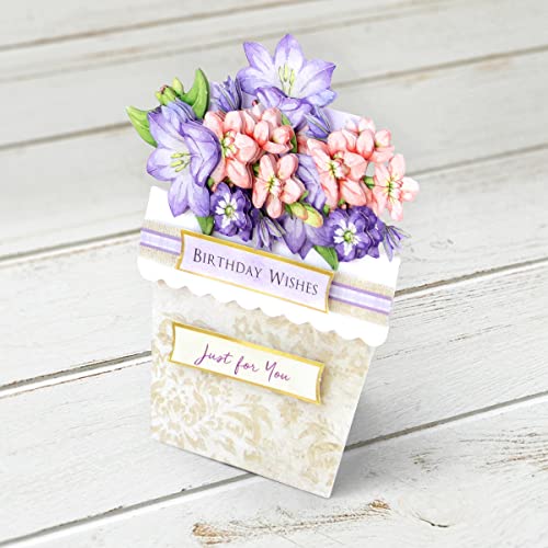 Katy Sue Flower Patch Pots Card Making Kit - Contains 8 Cards, 8 Envelopes, 3 Sheets of Floral Die Cut Decoupage & 2 Sheets of Foiled & Die Cut Katy Sue