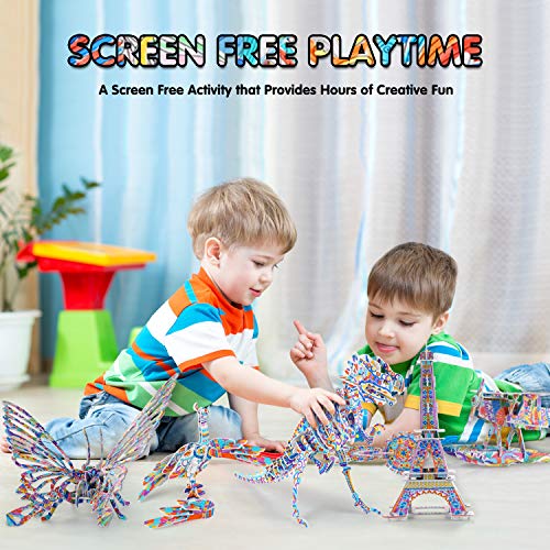 BEARUN 3D Coloring Puzzle Set, Arts and Crafts for Girls and Boys Age 6 7 8 9 10 11 12 Year Old, Fun Educational Painting Crafts Kit with Supplies BEARUN
