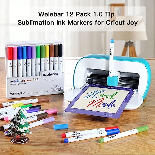 Welebar 1.0 Tip Infusible Pen Set for Cricut Joy/Xtra, 12 Pack Assorted Sublimation Ink Marker Pens for Heat Tranfer, Mugs, T-shirt