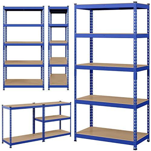 Topeakmart 5-Tier Utility Shelves, Metal Storage Shelves Garage Shelving Unit Adjustable Garage Storage Shelves Storage Racks Heavy Duty Shed Topeakmart