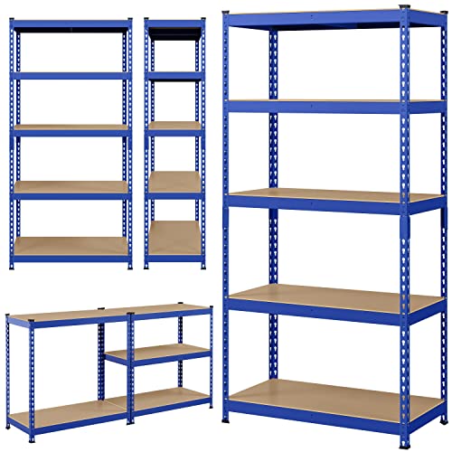 Topeakmart 5-Tier Utility Shelves, Metal Storage Shelves Garage Shelving Unit Adjustable Garage Storage Shelves Storage Racks Heavy Duty Shed - WoodArtSupply