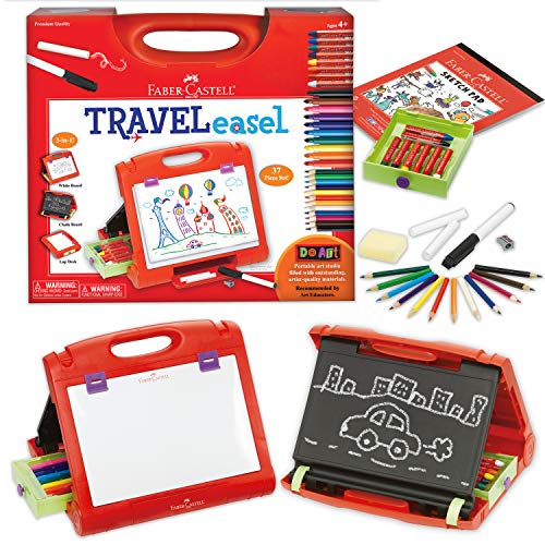 Faber-Castell Do-Art 3-in-1 Travel Easel - 30 Piece Tabletop Easel for Kids with Art Supplies, Multicolor Faber-Castell