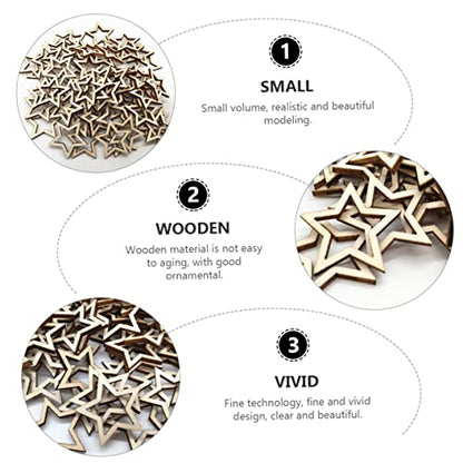 jojofuny 100 pcs Wooden Star Shape Cutouts Unfinished Wood Cutout Unfinished Wooden Slices Blank Christmas Wooden Chips for Wooden Craft DIY