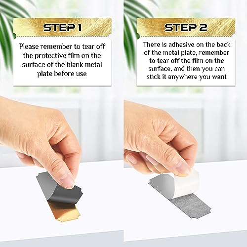 Therwen 60 Pcs Name Plates Laser Engraved Brushed Solid Brass Plate Personalized Plaque Blank Custom Name Tag Frame Name Label with Adhesive Backing Therwen