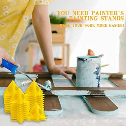 KATA 32pcs Pyramid Stands Painter's Painting Stands,Mini Cone Paint Stands for Canvas and Door Risers Support,Cabinet Paint Pouring - WoodArtSupply