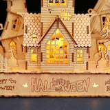 3D Wooden Halloween Haunted House Puzzles, Wood Creative Glow in The Dark Haunted House Puzzle, Assembly Model Building Kits to Build for Adults & varbertos