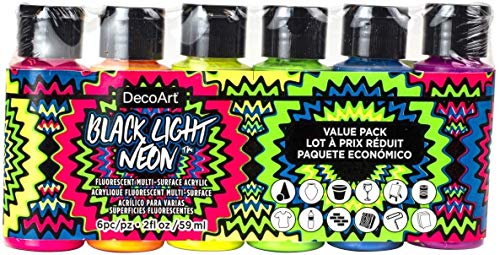 DecoArt Americana Black Light Neon Acrylic Paint Pack 6/Pkg DecoArt