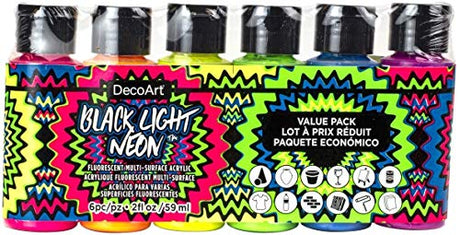 DecoArt Americana Black Light Neon Acrylic Paint Pack 6/Pkg DecoArt