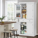 usikey 72” Kitchen Pantry Cabinet, Tall Storage Cabinet with 4 Doors and 1 Drawer, Freestanding Cupboard with 6 Hanging Shelves and Adjustable usikey