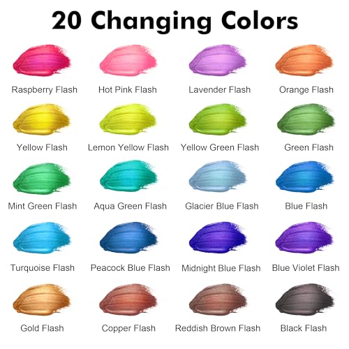 Shuttle Art Color Change Acrylic Paint, 20 Chameleon Colors Acrylic Paint, 60ml/2oz Bottles, Iridescent Paint for Artists, Beginners, Kids Painting & - WoodArtSupply