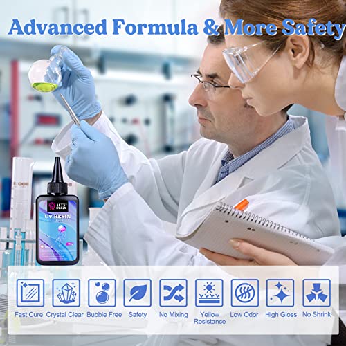 LET'S RESIN UV Resin,200g Low Viscosity Crystal Clear Ultraviolet Thin Epoxy Resin, Quick-Curing&Low Shrinkage UV Resin Kit for Crafts, Jewelry LET'S RESIN