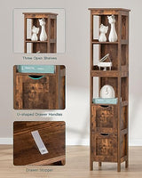 usikey 55.9" Storage Cabinet with 2 Drawers, Wooden Bathroom Floor Cabinet with 3 Open Shelves,for Living Room, Kitchen, Rustic Brown usikey