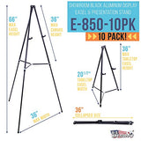U.S. Art Supply 66" High Showroom Black Aluminum Display Easel and Presentation Stand (Pack of 10) - Large Adjustable Height Portable Floor and US Art Supply