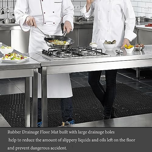 uyoyous Rubber Floor Mat with Drainage Holes 83"x35" Commercial Grade Grease Resistant Anti-Fatigue Rubber Floor Mat with Non-Slip Backing Heavy Duty uyoyous