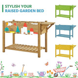 Yaheetech 49x22x32in 8 Pockets Horticulture Raised Garden Bed Elevated Wood Planter Box Stand with Foldable Side Table and Storage Shelf for Yaheetech