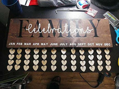 Onwon 100 Pieces Wooden Heart Tags Discs with 2 Holes & 100 Pcs Stainless Steel Rings Connectors for Your DIY Projects Such as Birthday Boards, Chore Onwon