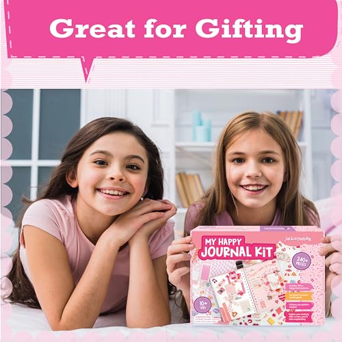 jackinthebox DIY Journal for Girls Ages 8-12 | 242 PCS | Scrapbook Kit | Tween Girls Gifts | Girls Journal Kit | Includes 10 fun guided spreads | jackinthebox