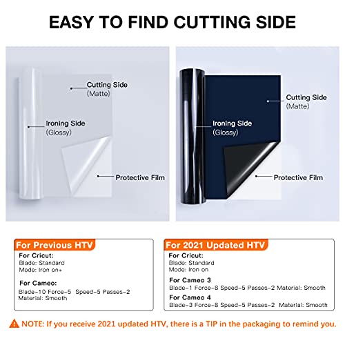 HTVRONT HTV Vinyl Rolls Black HTV and White Heat Transfer Vinyl - 12" x 15ft Black & White HTV Vinyl for Shirts, Black Iron on Vinyl for Cricut & HTVRONT