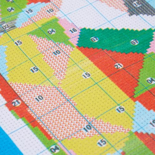 Pack of 2, Fox and Cat Stamped Counted Cross Stitch, Embroidery Beginner Kit with 11 CT Cloth, Needles, Thread Bright Creations