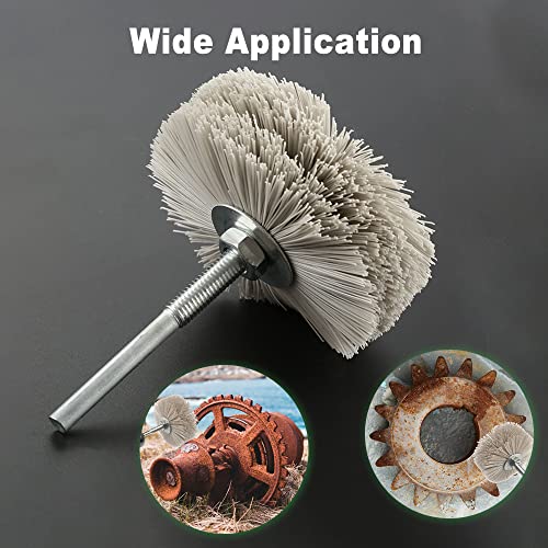 Mtsooning 3PCS Nylon Abrasive Wheel Brush Filament, 320# 400# 600# Grinding Head, Woodwork Polish Grinder with 6mm Threaded Shank for Removing of
