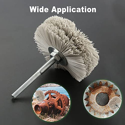 Mtsooning 3PCS Nylon Abrasive Wheel Brush Filament, 320# 400# 600# Grinding Head, Woodwork Polish Grinder with 6mm Threaded Shank for Removing of