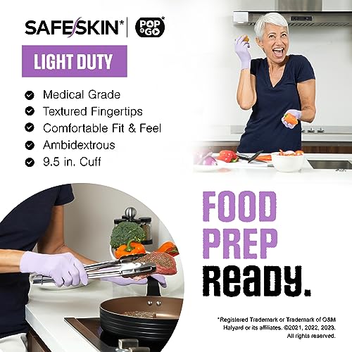 SAFESKIN Nitrile Disposable Gloves Pack of 50, Light Duty, Large Size, Powder Free - Food Handling, First Aid, Hair Coloring SAFESKIN