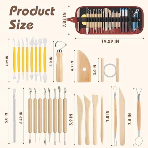 UUSYCUN 48PCS Pottery Tools for Sculpting, Clay Tool Kit for Carving, Ceramic Tool Set for Modeling, Pottery Kiln, Polymer Clay Tools for Trimming, - WoodArtSupply