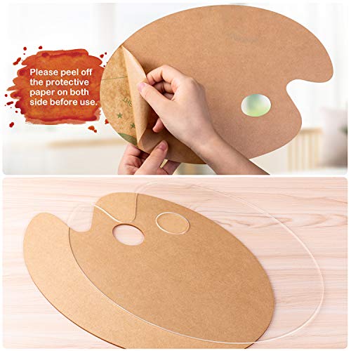3pcs Acrylic Paint Palette Clear Art Palette for Adults & Kids, Transparent Non-Stick Oil Paint Palette with Protective Kraft for DIY Craft Art SEONHOKEEN