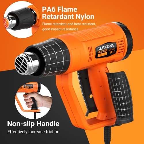 SEEKONE Heat Gun 1800W Heavy Duty Fast Heat Hot Air Gun Kit with 752℉&1112℉（400℃-600℃） Dual-Temperature Settings and 4 Nozzles with Overload - WoodArtSupply