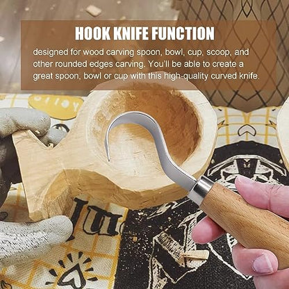 Wood Hook Knife Carving Tool for Carving Spoons Bowls Cups Crooked for Professional Spoon Carvers and Beginners - WoodArtSupply