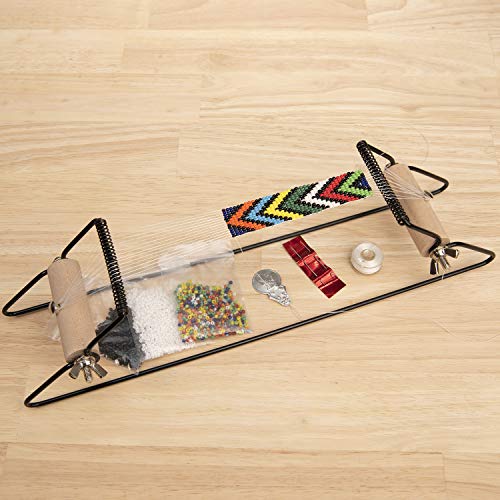 The Beadsmith Metal Bead Loom Kit, Includes Loom (12.5" x 2.5" x 3"), Thread, Needles, and 18 Grams Glass Beads for Bracelets, Necklaces, Belts, and - WoodArtSupply