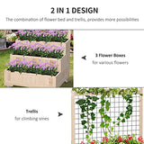 Outsunny 3-Tiers Raised Garden Bed with Trellis, 53" H Vertical Planter Box with Wheels & Back Storage Area, for Flowers, Vegetables, Herbs, Natural Outsunny