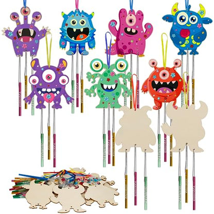 Monster Wind Chime Craft Kit for Kids - DIY Wooden Arts & Crafts Activity - WoodArtSupply