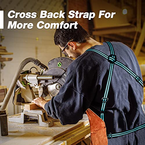 DURATECH Welding Apron, 36" Leather Welding Apron Heat Flame Resistant, Heavy Duty Welding Apron with 6 Tool Pockets, 100% Cowhide Leather Work Apron DURATECH