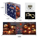 DIY Book Nook Kits, 3D Wooden Puzzles Bookshelf Insert Decorative Bookend Model Kits with LED,DIY Diorama Dollhouse Kit Crafts Hobbies Home Decor for tomyoung