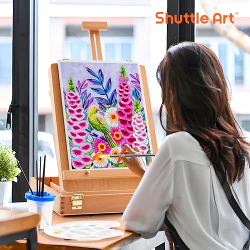 65 Pack Acrylic Paint Set, Shuttle Art Acrylic Painting Set with Wooden Easel, 30 Colors Acrylic Paint, Painting Canvas, Paint Brushes, Palettes, Art Shuttle Art