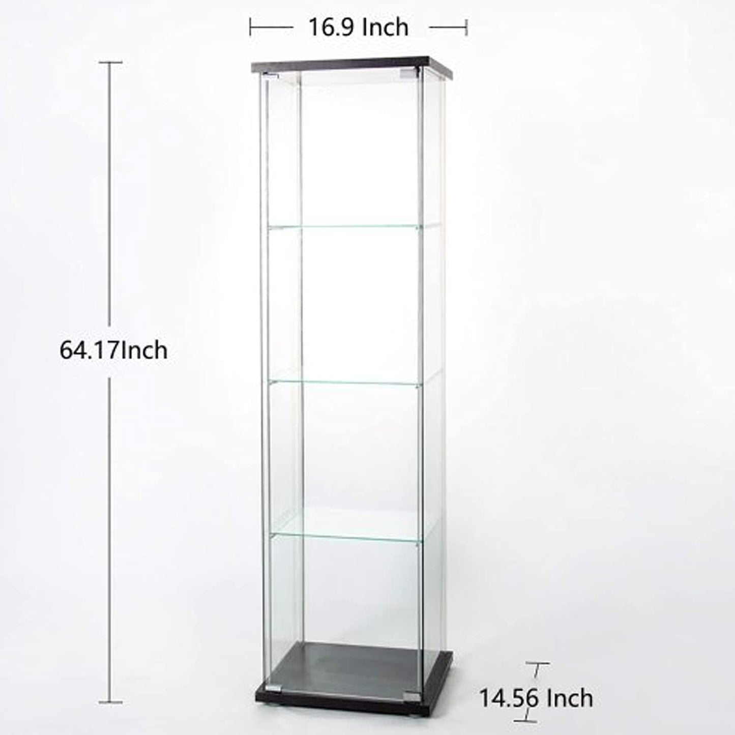 Zacis 4-Tier Glass Display Cabinet with Glass Door, 5mm Tempered Glass Curio Cabinet Collection Display Case, Floor Standing Glass Curio Cabinet