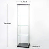 Zacis Contemporary 4-Tier Glass Display Cabinet with Doors - Stylish Floor Standing Curio for Home Decor Zacis