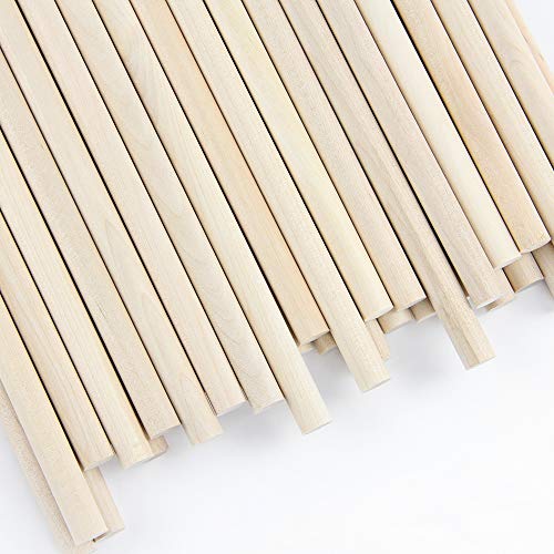 3/8 x 12 Inch, Wooden Dowel Rods, Unfinished Round Sticks for Pennant, Wedding, Christmas, Music Class, Party, DIY Crafts, 50 pcs Kang&Chang