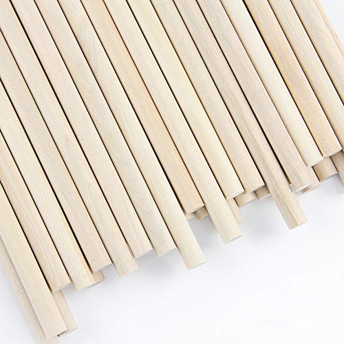 3/8 x 12 Inch, Wooden Dowel Rods, Unfinished Round Sticks for Pennant, Wedding, Christmas, Music Class, Party, DIY Crafts, 50 pcs - WoodArtSupply