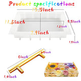 JEYUQAXY Large Silicone Tray Molds for Resin, 13.5"X9.5" Deep Rectangle Epoxy Tray Molds with 4pcs Gold & Silver Handles, Resin Table Mold for River JEYUQAXY