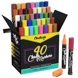 Chalkola Chalk Markers - 40 Neon, Classic & Metallic + 5 Black Chalk Markers 6mm Chalkola