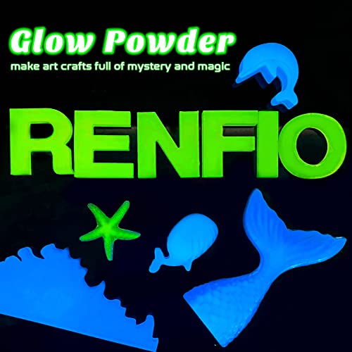 Renfio Glow in The Dark Glitter, 1.94oz 55g Luminous Ultra Fine Glitters Powder Glowing Glitter Epoxy Resin PET Flake 1/128" 0.008" 0.2mm Sequins for - WoodArtSupply