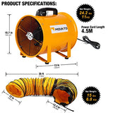MOUNTO COMBO Heavy Duty Cylinder Fan with 25-foot Vinyl Hose (12inch) MOUNTO